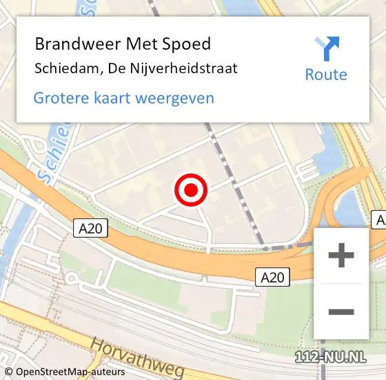 Locatie op kaart van de 112 melding: Brandweer Met Spoed Naar Schiedam, De Nijverheidstraat op 21 maart 2014 14:43