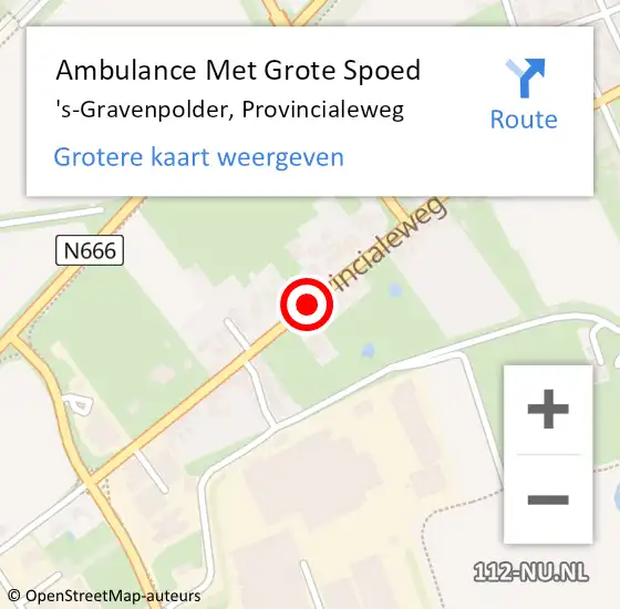 Locatie op kaart van de 112 melding: Ambulance Met Grote Spoed Naar 's-Gravenpolder, Provincialeweg op 25 januari 2019 19:33