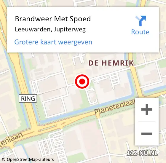 Locatie op kaart van de 112 melding: Brandweer Met Spoed Naar Leeuwarden, Jupiterweg op 25 januari 2019 20:26