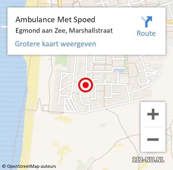 Locatie op kaart van de 112 melding: Ambulance Met Spoed Naar Egmond aan Zee, Marshallstraat op 21 maart 2014 14:49