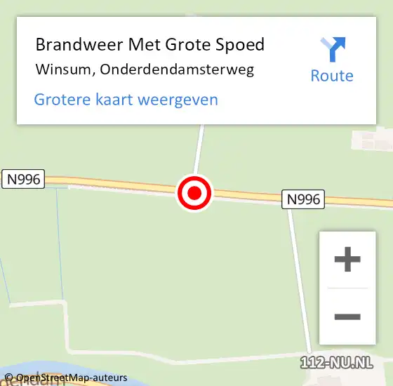 Locatie op kaart van de 112 melding: Brandweer Met Grote Spoed Naar Winsum, Onderdendamsterweg op 25 januari 2019 21:26