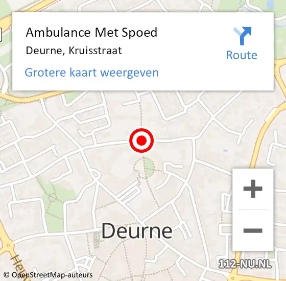 Locatie op kaart van de 112 melding: Ambulance Met Spoed Naar Deurne, Kruisstraat op 25 januari 2019 21:46