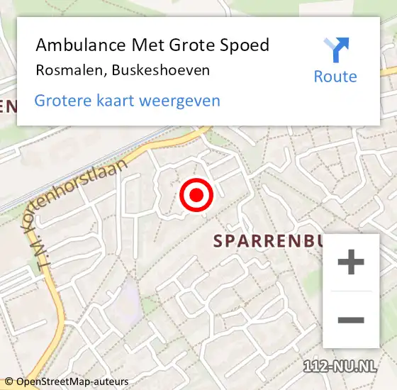 Locatie op kaart van de 112 melding: Ambulance Met Grote Spoed Naar Rosmalen, Buskeshoeven op 25 januari 2019 22:12