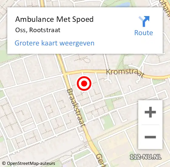 Locatie op kaart van de 112 melding: Ambulance Met Spoed Naar Oss, Rootstraat op 25 januari 2019 23:27