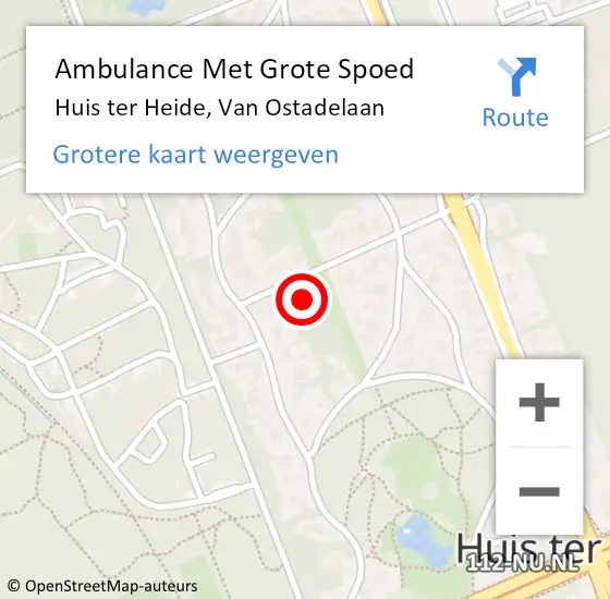 Locatie op kaart van de 112 melding: Ambulance Met Grote Spoed Naar Huis ter Heide, Van Ostadelaan op 21 maart 2014 15:00