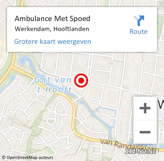 Locatie op kaart van de 112 melding: Ambulance Met Spoed Naar Werkendam, Hooftlanden op 25 januari 2019 23:35