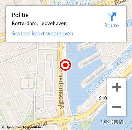 Locatie op kaart van de 112 melding: Politie Rotterdam, Leuvehaven op 26 januari 2019 02:53