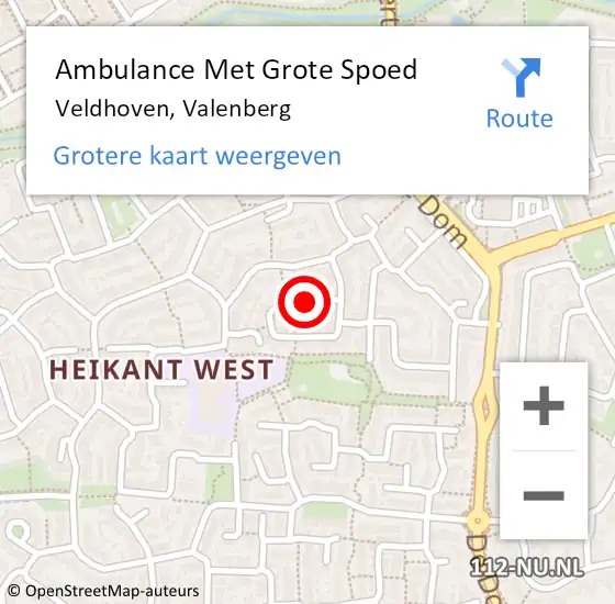 Locatie op kaart van de 112 melding: Ambulance Met Grote Spoed Naar Veldhoven, Valenberg op 26 januari 2019 03:09