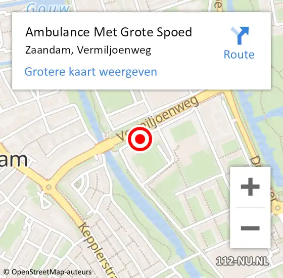 Locatie op kaart van de 112 melding: Ambulance Met Grote Spoed Naar Zaandam, Vermiljoenweg op 26 januari 2019 08:01