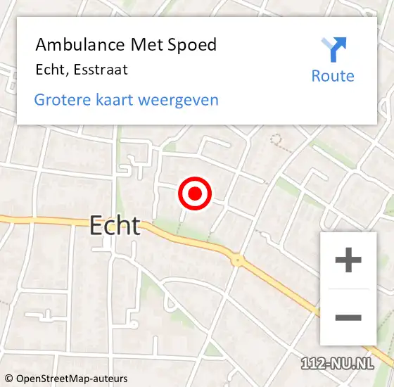 Locatie op kaart van de 112 melding: Ambulance Met Spoed Naar Echt, Esstraat op 26 januari 2019 08:32