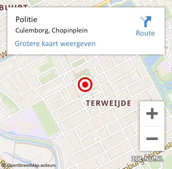 Locatie op kaart van de 112 melding: Politie Culemborg, Chopinplein op 26 januari 2019 09:29