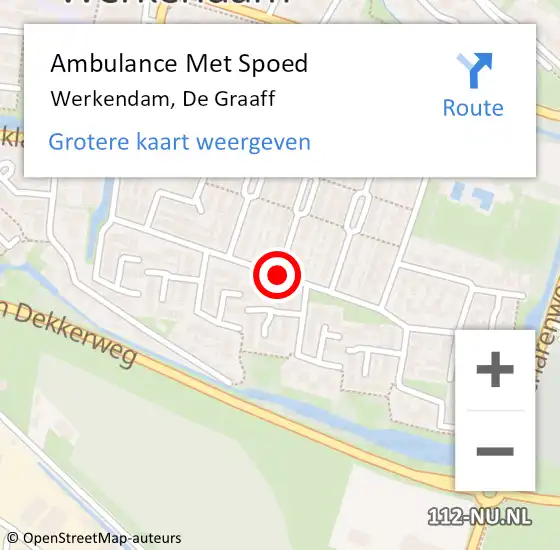 Locatie op kaart van de 112 melding: Ambulance Met Spoed Naar Werkendam, De Graaff op 26 januari 2019 10:30