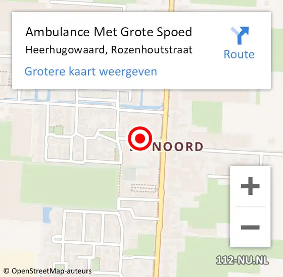 Locatie op kaart van de 112 melding: Ambulance Met Grote Spoed Naar Heerhugowaard, Rozenhoutstraat op 26 januari 2019 10:30