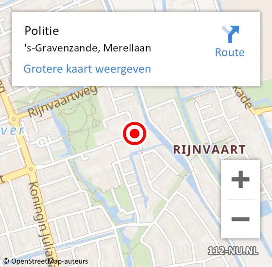 Locatie op kaart van de 112 melding: Politie 's-Gravenzande, Merellaan op 26 september 2013 09:02