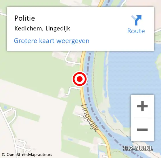 Locatie op kaart van de 112 melding: Politie Kedichem, Lingedijk op 26 januari 2019 10:45