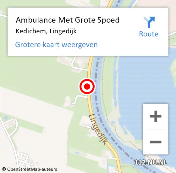 Locatie op kaart van de 112 melding: Ambulance Met Grote Spoed Naar Kedichem, Lingedijk op 26 januari 2019 10:45