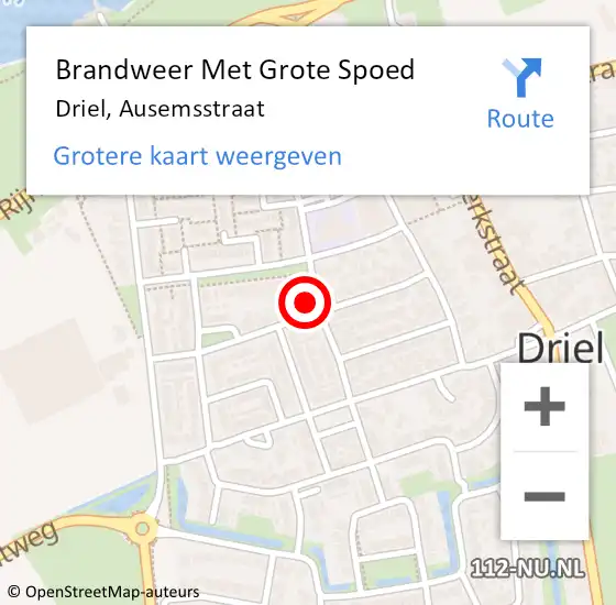 Locatie op kaart van de 112 melding: Brandweer Met Grote Spoed Naar Driel, Ausemsstraat op 26 januari 2019 11:08