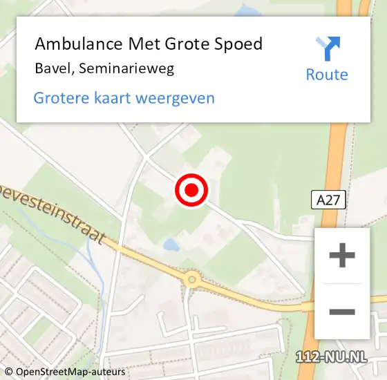 Locatie op kaart van de 112 melding: Ambulance Met Grote Spoed Naar Bavel, Seminarieweg op 26 januari 2019 11:49