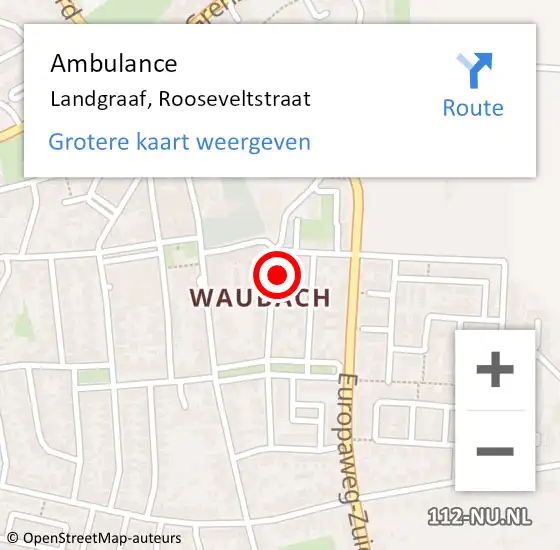 Locatie op kaart van de 112 melding: Ambulance Landgraaf, Rooseveltstraat op 21 maart 2014 15:33