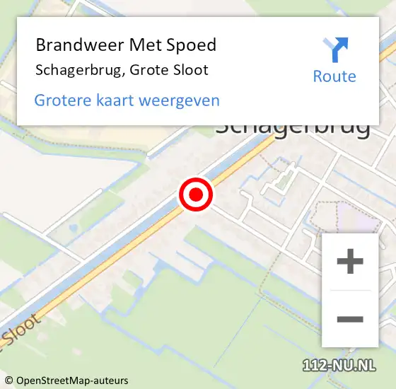 Locatie op kaart van de 112 melding: Brandweer Met Spoed Naar Schagerbrug, Grote Sloot op 26 januari 2019 13:45