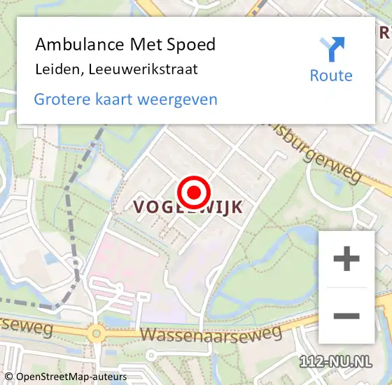Locatie op kaart van de 112 melding: Ambulance Met Spoed Naar Leiden, Leeuwerikstraat op 26 januari 2019 14:23