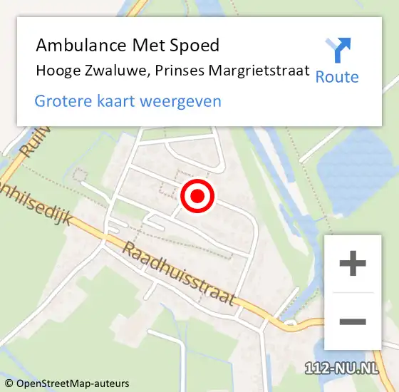 Locatie op kaart van de 112 melding: Ambulance Met Spoed Naar Hooge Zwaluwe, Prinses Margrietstraat op 26 januari 2019 15:24