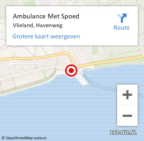 Locatie op kaart van de 112 melding: Ambulance Met Spoed Naar Vlieland, Havenweg op 21 maart 2014 15:52