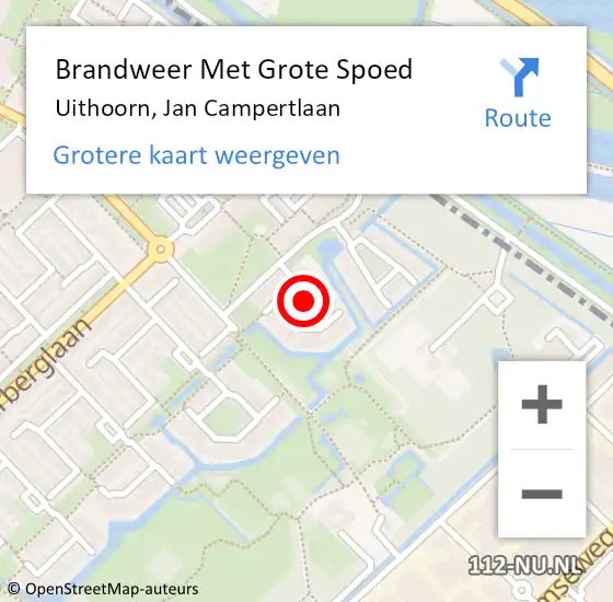 Locatie op kaart van de 112 melding: Brandweer Met Grote Spoed Naar Uithoorn, Jan Campertlaan op 26 januari 2019 17:05