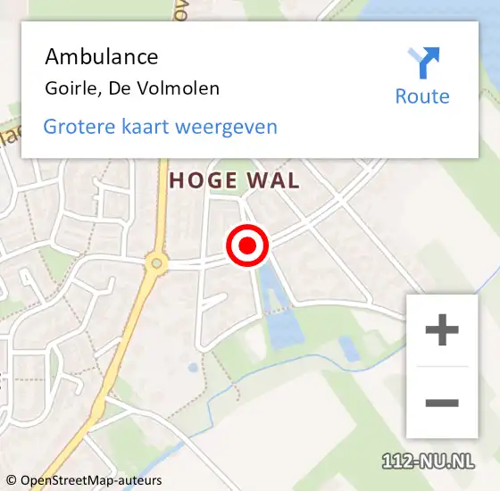 Locatie op kaart van de 112 melding: Ambulance Goirle, De Volmolen op 26 januari 2019 17:33