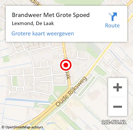 Locatie op kaart van de 112 melding: Brandweer Met Grote Spoed Naar Lexmond, De Laak op 26 januari 2019 18:32