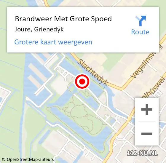 Locatie op kaart van de 112 melding: Brandweer Met Grote Spoed Naar Joure, Grienedyk op 26 januari 2019 19:07