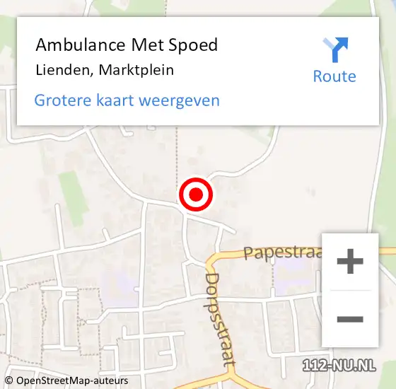 Locatie op kaart van de 112 melding: Ambulance Met Spoed Naar Lienden, Marktplein op 26 januari 2019 19:27