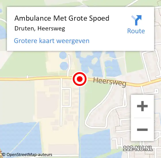 Locatie op kaart van de 112 melding: Ambulance Met Grote Spoed Naar Druten, Heersweg op 26 januari 2019 19:45
