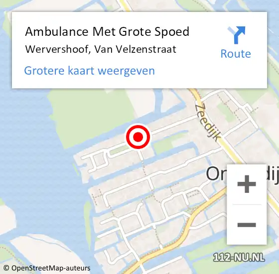 Locatie op kaart van de 112 melding: Ambulance Met Grote Spoed Naar Wervershoof, Van Velzenstraat op 26 januari 2019 19:46