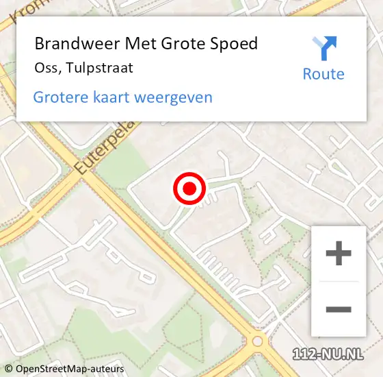 Locatie op kaart van de 112 melding: Brandweer Met Grote Spoed Naar Oss, Tulpstraat op 26 januari 2019 20:01