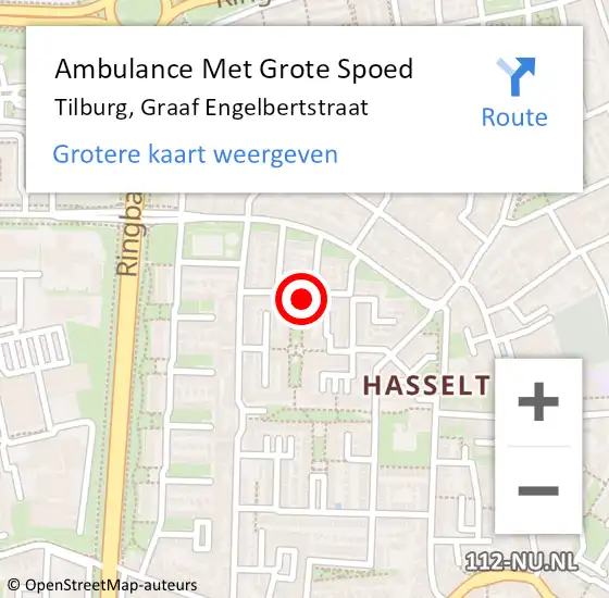 Locatie op kaart van de 112 melding: Ambulance Met Grote Spoed Naar Tilburg, Graaf Engelbertstraat op 26 januari 2019 20:08