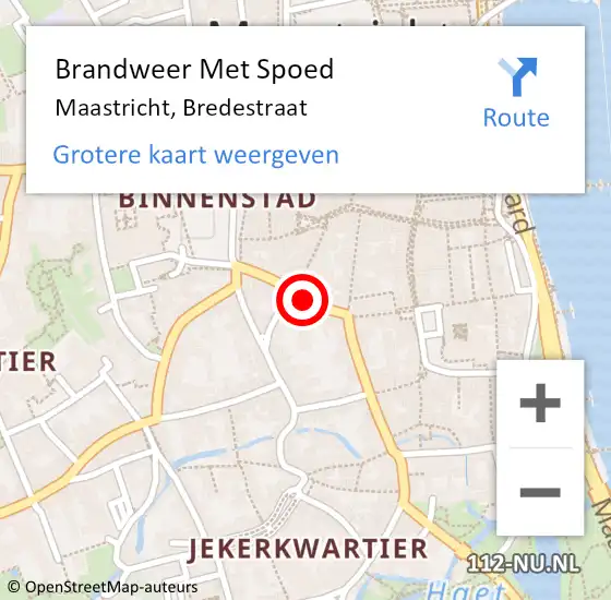 Locatie op kaart van de 112 melding: Brandweer Met Spoed Naar Maastricht, Bredestraat op 26 januari 2019 21:19
