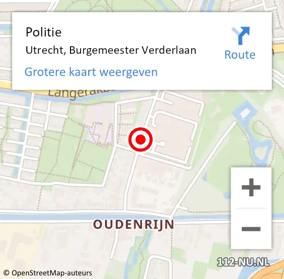 Locatie op kaart van de 112 melding: Politie Utrecht, Burgemeester Verderlaan op 26 januari 2019 21:20