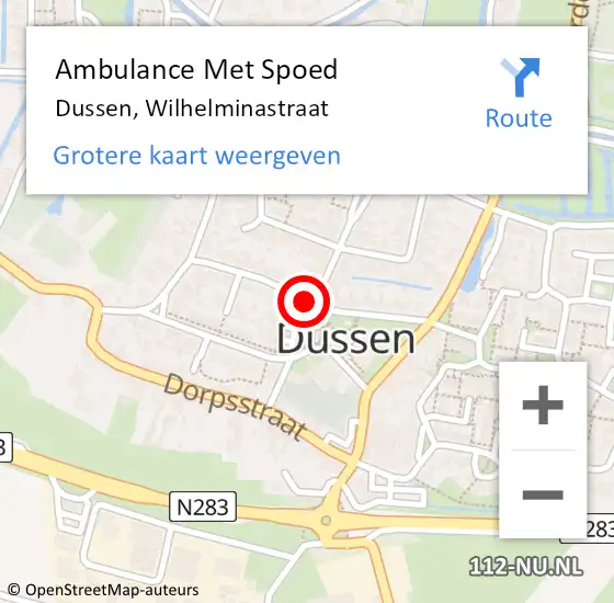 Locatie op kaart van de 112 melding: Ambulance Met Spoed Naar Dussen, Wilhelminastraat op 26 januari 2019 22:49