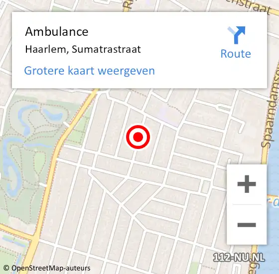 Locatie op kaart van de 112 melding: Ambulance Haarlem, Sumatrastraat op 26 januari 2019 23:33