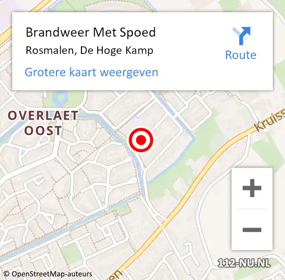 Locatie op kaart van de 112 melding: Brandweer Met Spoed Naar Rosmalen, De Hoge Kamp op 27 januari 2019 00:38