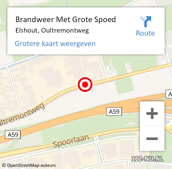 Locatie op kaart van de 112 melding: Brandweer Met Grote Spoed Naar Elshout, Oultremontweg op 27 januari 2019 02:21