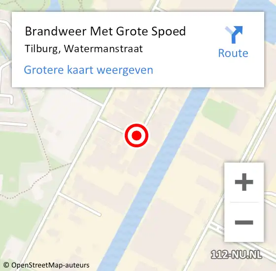 Locatie op kaart van de 112 melding: Brandweer Met Grote Spoed Naar Tilburg, Watermanstraat op 27 januari 2019 02:27