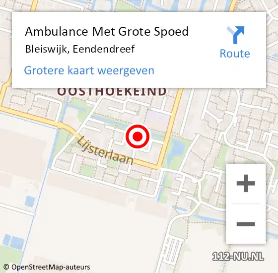 Locatie op kaart van de 112 melding: Ambulance Met Grote Spoed Naar Bleiswijk, Eendendreef op 27 januari 2019 05:09