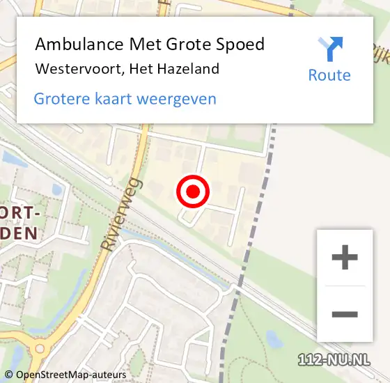 Locatie op kaart van de 112 melding: Ambulance Met Grote Spoed Naar Westervoort, Het Hazeland op 27 januari 2019 06:47