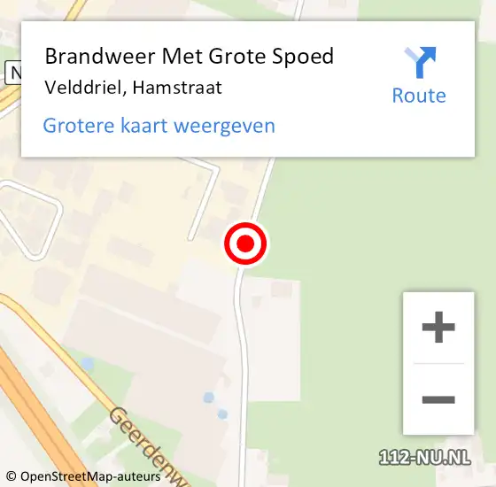 Locatie op kaart van de 112 melding: Brandweer Met Grote Spoed Naar Velddriel, Hamstraat op 27 januari 2019 08:37