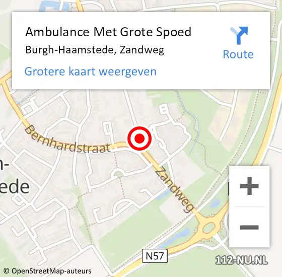 Locatie op kaart van de 112 melding: Ambulance Met Grote Spoed Naar Burgh-Haamstede, Zandweg op 27 januari 2019 09:15