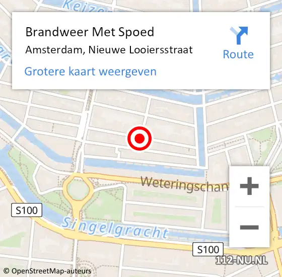 Locatie op kaart van de 112 melding: Brandweer Met Spoed Naar Amsterdam, Nieuwe Looiersstraat op 27 januari 2019 09:20