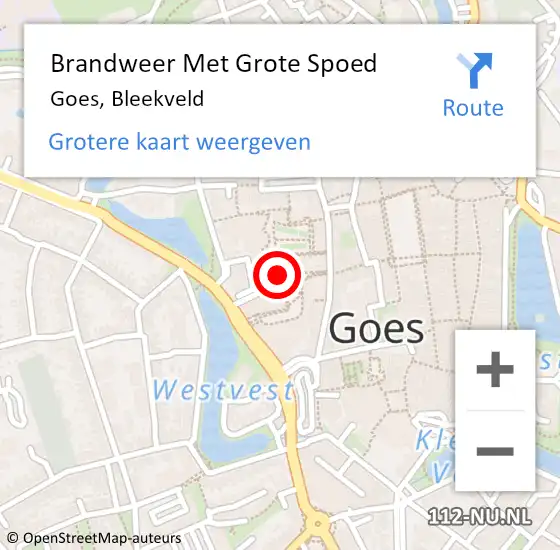 Locatie op kaart van de 112 melding: Brandweer Met Grote Spoed Naar Goes, Bleekveld op 27 januari 2019 10:49