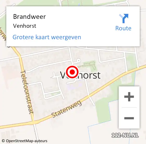 Locatie op kaart van de 112 melding: Brandweer Venhorst op 27 januari 2019 11:03